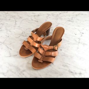 Genuine leather sling back high heel sandals